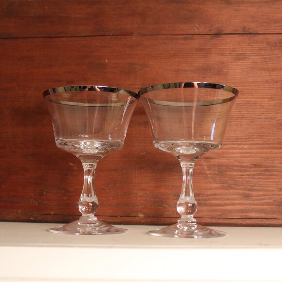 Set of 2 Fostoria Sheffield Champagne Sherbet Glasses โ Platinum Rim โ 5.25" โ - Picture 5 of 6